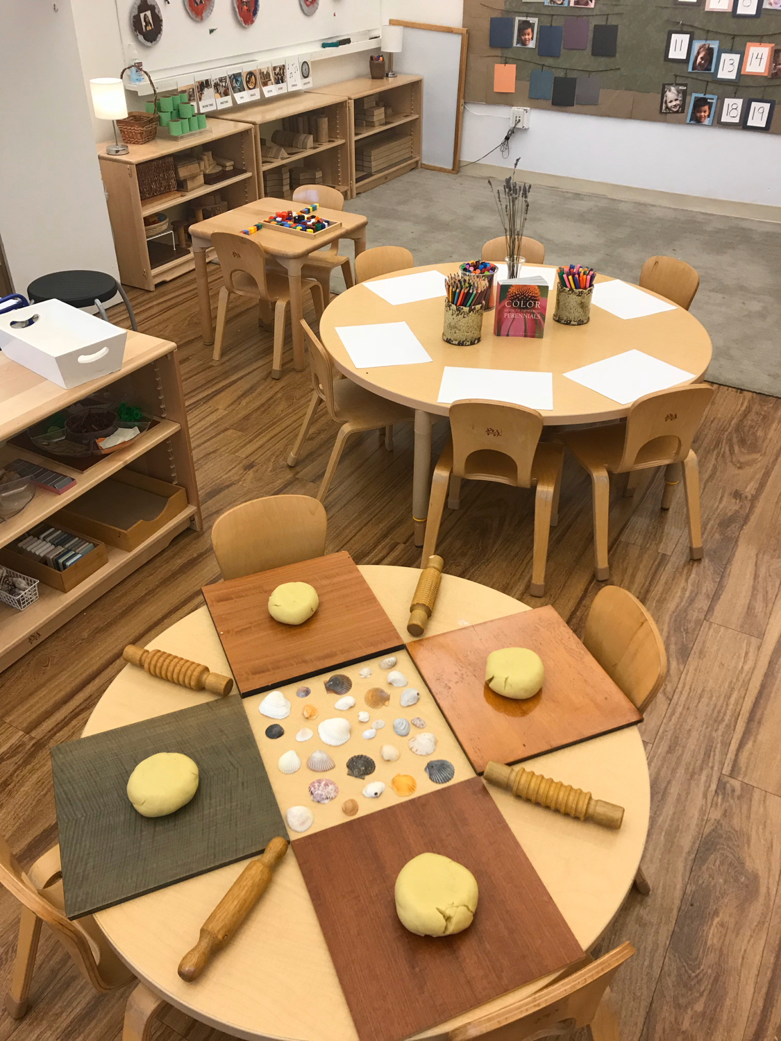 tables filled with clay and paper